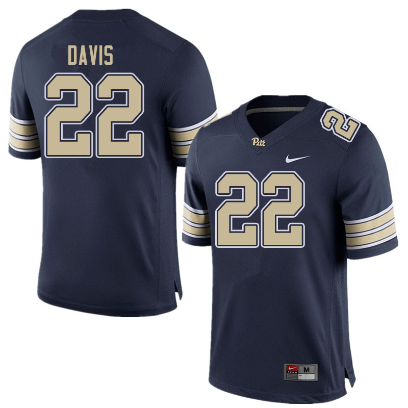 Men #22 Vincent Davis Pitt Panthers College Football Jerseys Sale-Home Navy